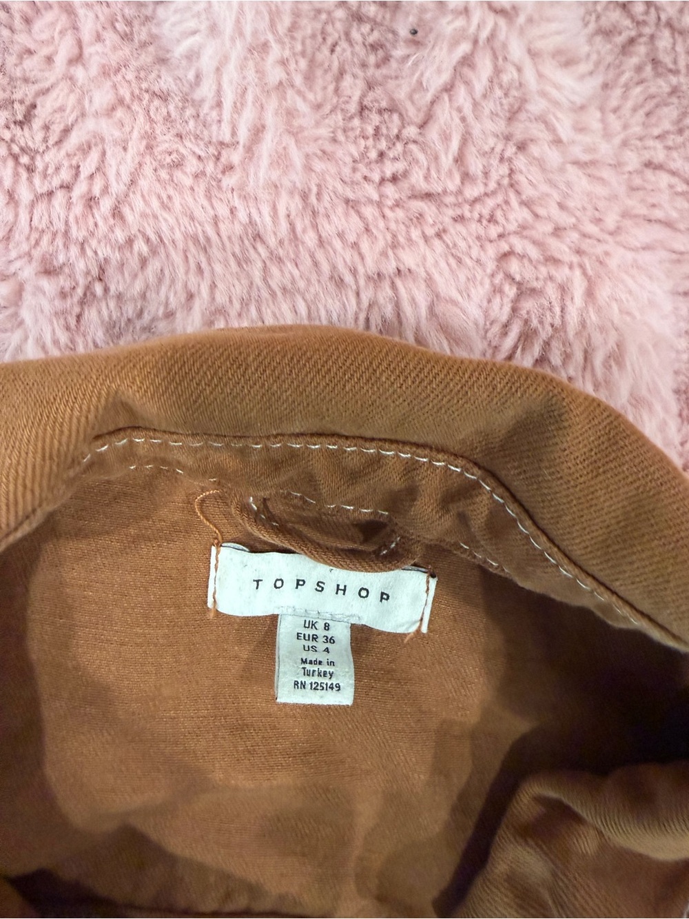 Topshop Cropped Brown Denim Jacket - Picture 5 of 8